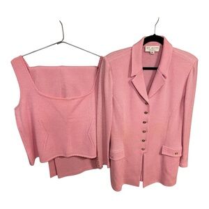 NWOT 3 Pc St John Collection Pink Santana Knit Pantsuit w Matching Shell L/12/10
